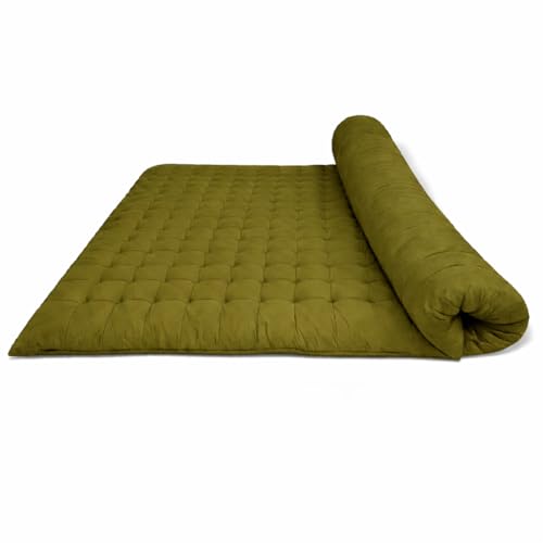 Image of ATOOTFUSION Soft Cotton Quilt | Foldable Light Weight Filled Single Firm Cotton Quilt Mattress| Gadda (Solid Coloured, Sleeping Capacity, 6 x 6 ft or 72 x 72 Inches) Double Bed (Mehndi Green)