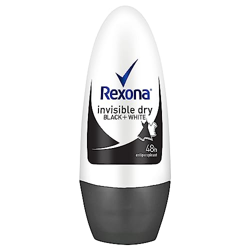 REXONA Women Antiperspirant Roll On Deodorant Invisible Dry Black+White 50ml