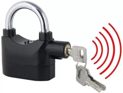 Alarm Security Lock with Motion Sensor and 2 Keys, Metallic Finish (Black) (Free Size, 1)