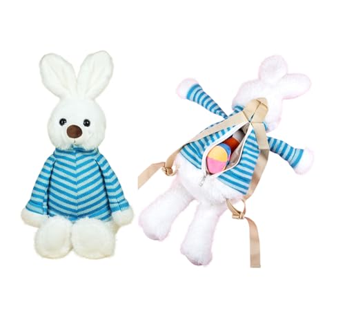 Image of 3-in-1 Bunny Plush Backpack for Kids - Play, Store, Carry Soft Toy Bag - Interactive Toddler Daypack for Travel & School