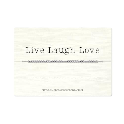 Loved Creations Morse Code Bracelets Live Laugh Love Inspirational Morris Code Bracelet for Women 925 Sterling Silver Blessed Jewelry Gifts for Women Men