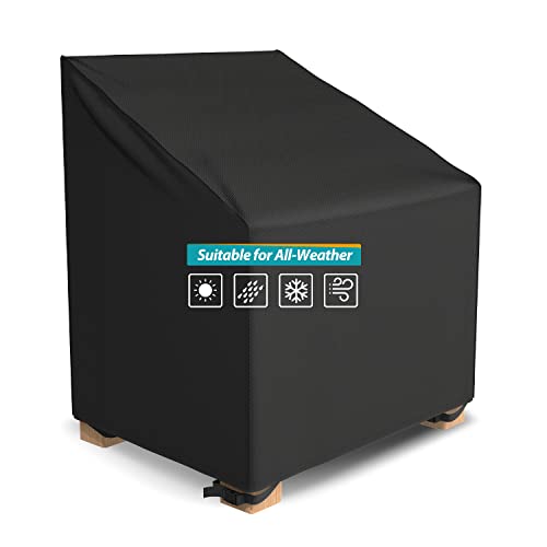 Patio Watcher 100% Waterproof Patio Lounge Chair Cover, Durable Outdoor Lawn Patio Furniture Covers - Black- High Back-25.5" L X32.5 D X34.0 H #TOP2