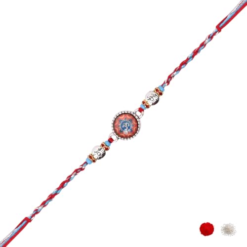 Image of I Jewels Design Rakhi With Roli Chawal & Rakshabandhan Card for Bro /Brother /Bhai