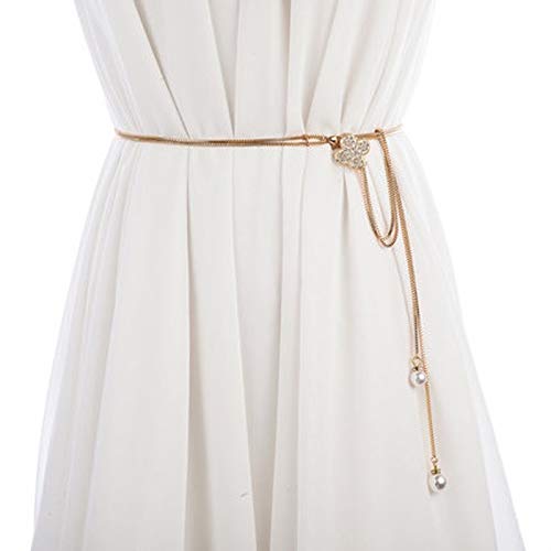 1 Pcs Woman Belly Waist Chain Lady Simple Belts Body Jewelry Women Belt Dress Accessories (Color : White-Fruit peach5)2