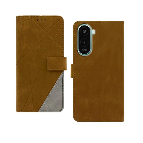 Image of amazon basics Poco M7 Plus Flip Cover | Card Pockets Wallet & Stand | Flip Cover for Poco M7 Plus (Brown with Grey)