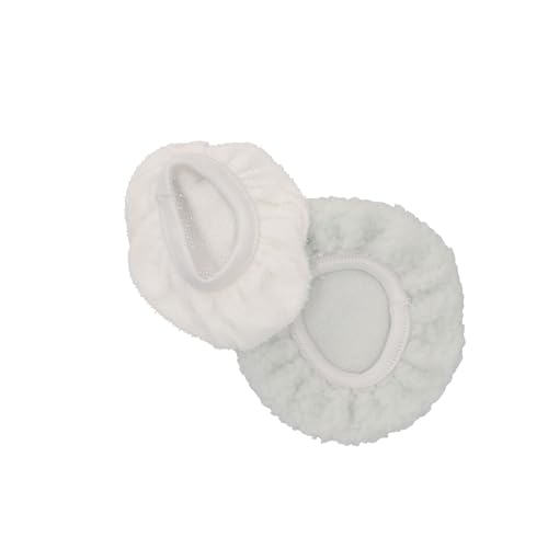 cartrend Polierhauben-Set 180mm Zubehörset für Poliermaschinen mit 180 mm Polierteller, Polierpads aus 1x Webpelz 1x Frottee zum Auftragen und Auspolieren, zweiteiliges Set, waschbar, weiß