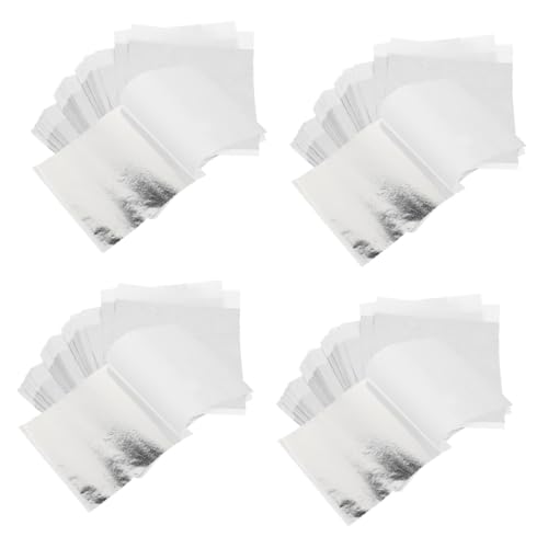 IWOWHERO 4sets DIY Foil Sheets Silver Foil for Arts Imitation Sequins Manicure Supplies Sparkling Decorative 100sheets*4