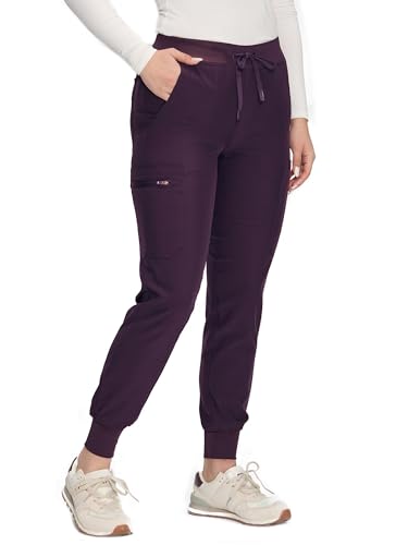 COZYFIT Women’s Scrub Pants, Drawstring Cargo Pants, Dark Purple, M - image 1
