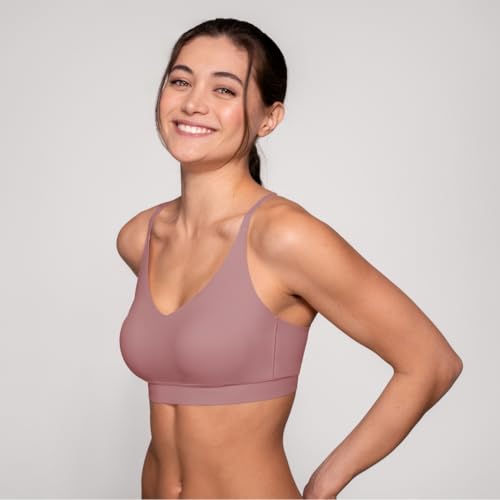 Image of Floatley Cozy Adjustable Scoop Neck Plunge Convertible Bra Comfort Wirefree Seamless Bra with Embedded Pad for Women