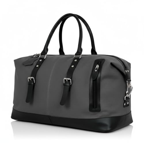 Genuine Leather Large 40L Canvas Weekender Travel Duffle Cabin Ba...