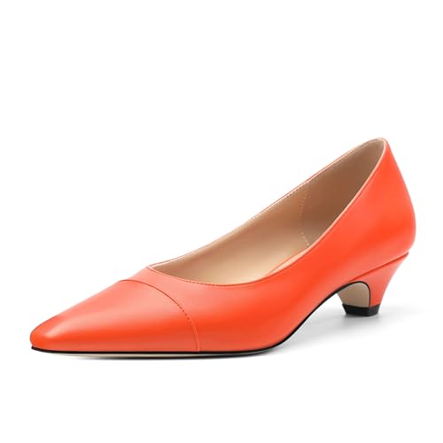 Women's Low Heel Pumps Closed Pointed Toe Kitten Heels Slip on Pumps 1.4 Inch Casual Dress Heels for Women