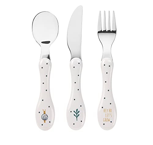 LÄSSIG Kinderbesteck Set 3-teilig Löffel Gabel Messer Edelstahl Kunststoffgriff/Cutlery Garden Explorer
