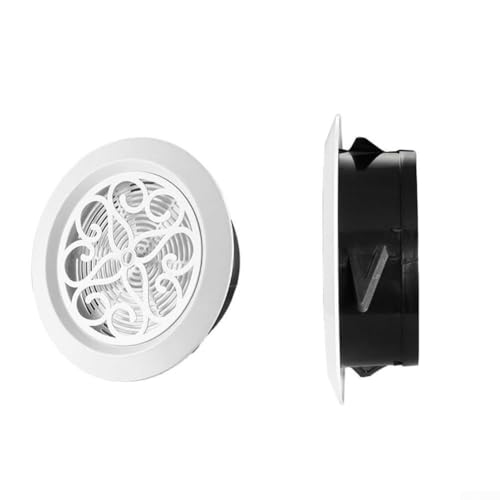 Rejilla de ventilación redonda de ABS con rejillas ajustables y mosquitera para ventilación de conductos en techo o pared, color blanco, 75 mm, 100 mm, 125 mm, 150 mm, 200 mm (125 mm)