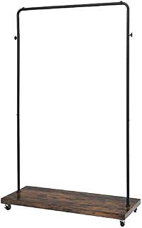 Multigot Clothes Rack on Wheels, Single-Rail Metal Garment Rack with Storage Shelf, Mobile Clothing Stand for Bedroom Living Room Hallway