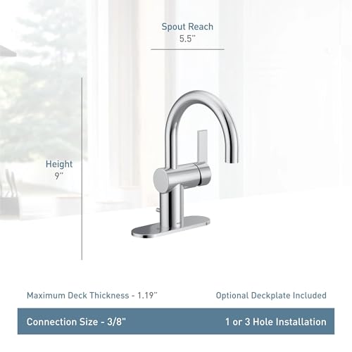 Moen Cia 6221BG Single Handle Bathroom Sink Faucet with Deckplate Included, Brushed Gold by Moen - Image 3