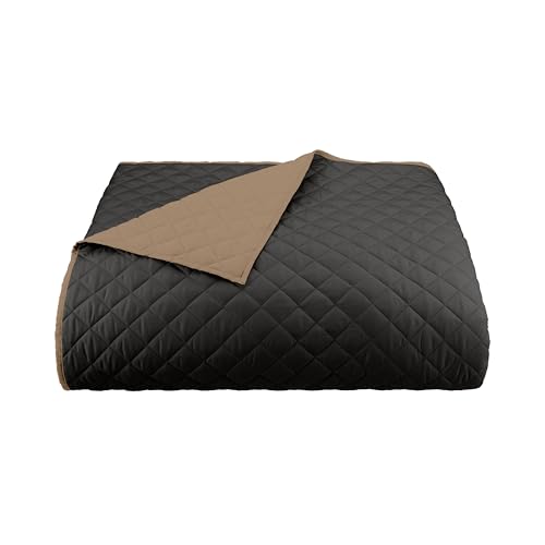 Image of Martex Reversible Coverlet, Twin, Graphite /Khaki | Lightweight, Durable, Soft, Easy Care, Reversible