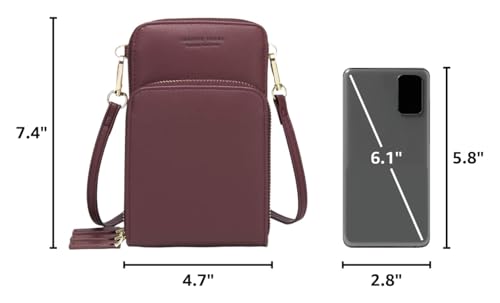 Image of myfriday Small Cell Phone Crossbody Bag, Multi-pocket & 6 Card Slots | 6 card slots, multi-pocket zipper layout and soft synthetic leather keep phone, lipstick, coins and keys ready outdoors