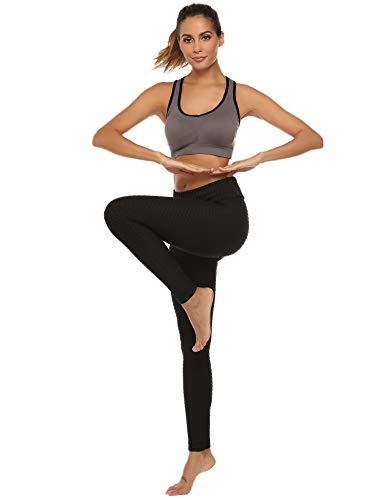 Aibrou Sport BH Racerback Gepolsterter Push-UP ohne Bügel Schock Absorber Compression 2 Stück Schwarz und Grau M (70DD, 70E, 75D, 80BC, 85BC) - 5