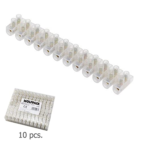 WOLFPACK LINEA PROFESIONAL - Regleta Ficha Empalme 6 Amperios / Seccion 6 mm. Envase De 10 Regletas de 12 Fichas Cada Una.