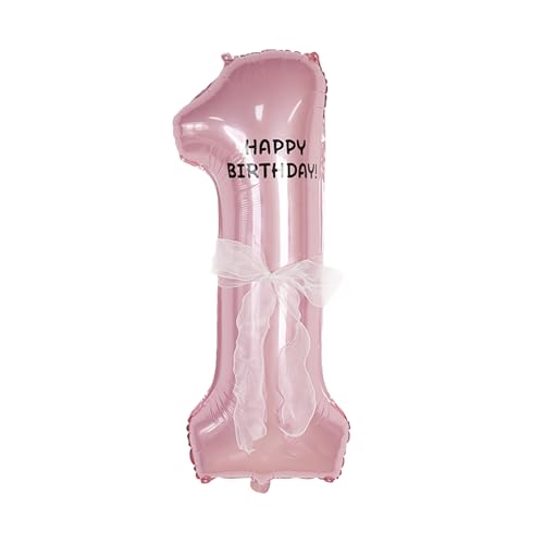 Image of Happy birthday Big Number Balloons Foil Birthday Balloon Number Balloons Happy Birthday Party Decorations Kids and Wedding Party Supplies (Pink numbers 1)