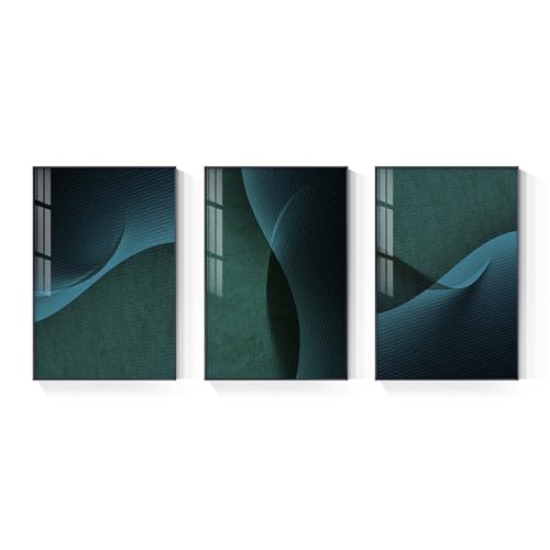 WUHBCZ Art mural,Peinture Murale Minimaliste Moderne Vert Foncé Toile Abstraite Affiches et Impressions pour Salon Bureau Maison Décoration de Chambre-30 * 50cm*3pcs (Sans cadre)
