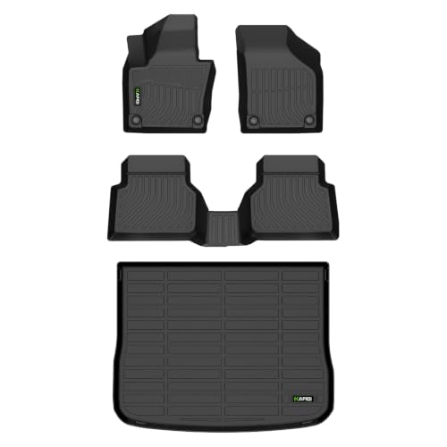 Image of HAFIDI Floor Mats & Cargo Liner Set Fit for Volkswagen Tiguan 2009-2017 All Weather TPE Anti-Slip Car Full Set Floor Liners VW Tiguan Custom Accessories - Black