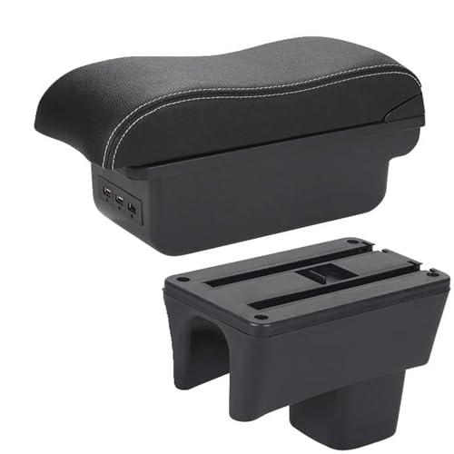 車用アームレスト曲面収納ボックスに適合するスズキに適合するスイフト専用 2005 2006 2007 2008 2009 2010 2011 2012 2013-2023 箱(B3 Black white)