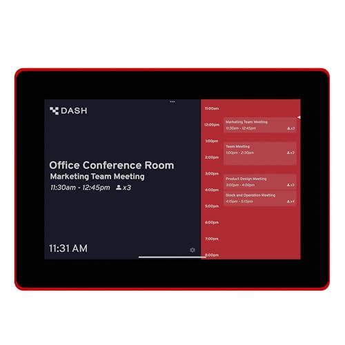 Image of PoE Texas 10 inch Touchscreen Meeting Room Scheduler Tablet with Highly Visible LED Ring - Plug & Play PoE Office Conference Room Scheduler - Digital Display Syncs with Existing Business Calendar