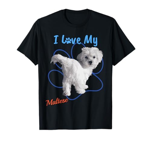 Camiseta con estampado de patas I Love My Maltese Best Dog Lover Camiseta