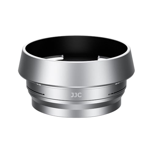 JJC Metal Lens Hood Sun Shade with 37mm Filter Adapter Ring for Fuji Fujifilm X Half XHalf Digital Camera, X Half Camera Lens Protector & Filter Converter, Silver Color