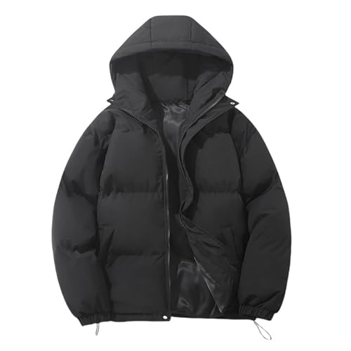 Chaqueta de plumas de invierno cálido abrigo acolchado ligero chaqueta de plumas con cremallera con capucha abrigos de invierno cálido a mediados de temporada Puffer Jacket Manga Chaquetas, 1-le black