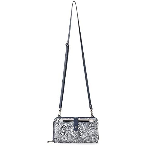 Sakroots Artist Circle Smartphone Crossbody in Coated Canvas, Detachable Wristlet Strap, Navy Spirit Desert Cover