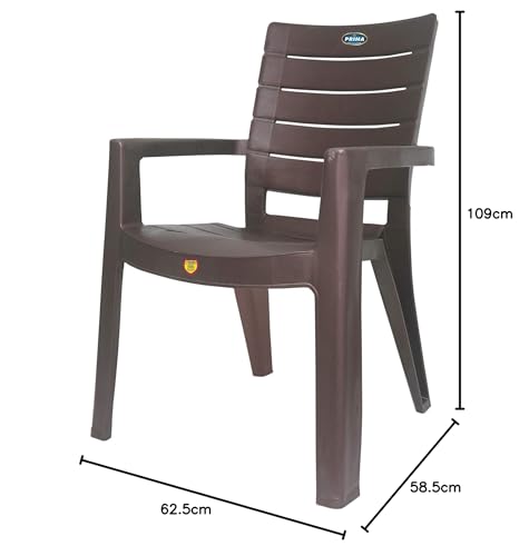 Image of Prima Plastic Chair for Living Room |Set of 4 | Chair for Home, Living Room, Outdoor | Stackable Chair with arm | 100% Virgin Plastic | Rado (Weather Brown Colour)