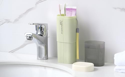 Image of Shopiable Store Plastic Travel Toothbrush Holder and Soap Case Portable Soap Container Dish Tray Toothpaste Holder Organizer Storage Box for Bathroom Camping, White