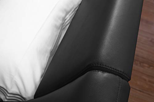 Greatime Modern Trending Waved Bed, Upholstered Faux Leather, Easy Assembly, Strong Wood Slats Support Platform Bed (Queen Size, Black Color) #TOP6