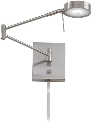 GEORGE KOVACS P4308-084 George's Reading Room LED Swing Arm Wall Lamp, 1-Light, 8 Total Watts, 6.25-in H x 13.75-in W, Brushed Nickel
