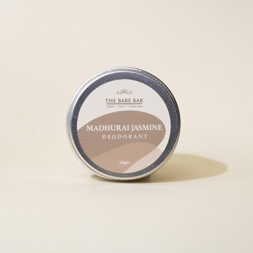 Image of The Bare Bar Madurai Jasmine Deodorant - 50 gm | Floral Fragrance| Odor & Sweat Control | Gentle, Natural formula and Chemical free| Good for all skin types | Travel Mini Size Solid Deodorant for Men & Women