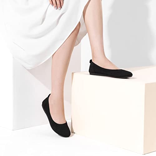 Frank Mully Women's Ballet Flat Shoes Round Toe Slip On Ballerina, 8.5, 017Black #TOP1