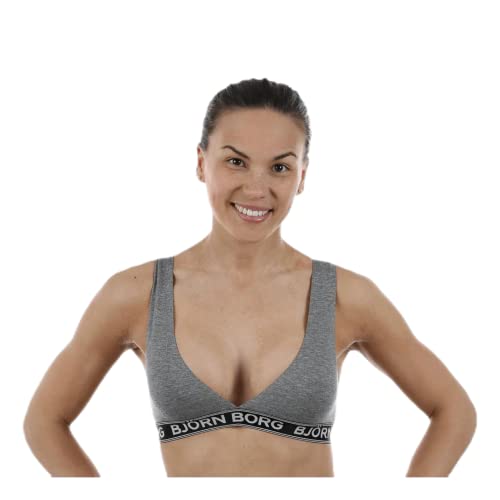 Björn Borg Iconic Noos Solids, Sujetador Deportivo para Mujer, Gris (Grey...