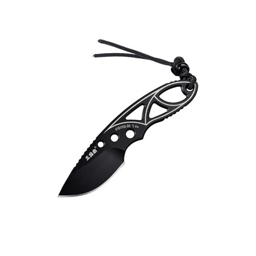 Sanrenmu Fixed Blade Messer Compact Full Tang Mini 4 Zoll Tasche EDC Messer 12C27 Klinge für EDC Outdoor Camping Wandern (Schwarz)