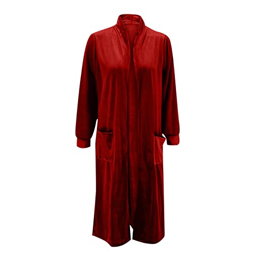 Image of Women's Long Velvet Cardigan Jacket Lapel Collar Open Front Vintage Cardigan Sweater with Pocket