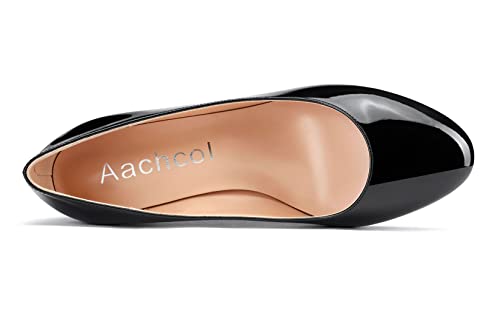 Aachcol Women Wedge Pumps Mid Heel Round Toe Slip-on Dress Shoes Wedding Office Party 2 Inches4