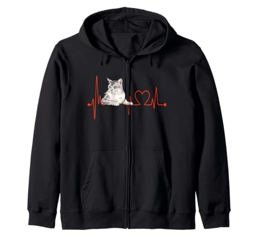 Burmilla Cat Heartbeat ECG Funny I Love My Cat Sweat à Capuche