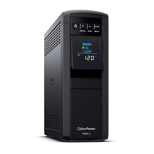 CyberPower CP1350PFCLCD PFC Sinewave UPS Battery Backup and Surge Protector, 1350VA/880W, 12 Outlets, AVR, Mini-Tower; UL Certified
