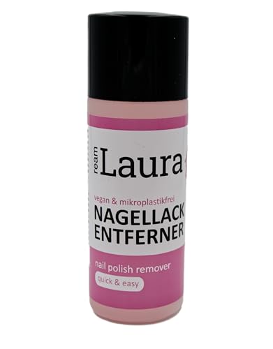 ream Quitaesmalte de uñas Laura, sin acetona para una eliminación suave y fiable de esmaltes de uñas, especialmente adecuado para uñas quebradizas, 100 ml en una botella libre de microplásticos