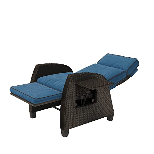 Grand Patio Moor Outdoor Recliners Resin Wicker Olefin Reclining Cushions Chaise Lounge For Patio, Peacock Blue #TOP10