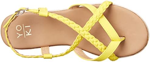 YOKI-AMELIA-16 Women’s Strappy Open Toe Cork Platform Sandal, Yellow, 8.5 M US | Image 4