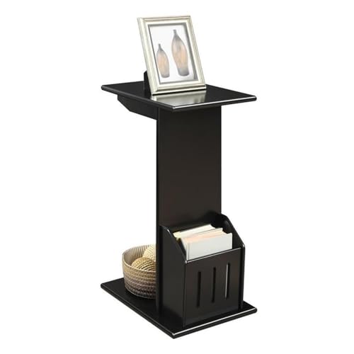 Pemberly Row Magazine C End Table in Black Wood Finish