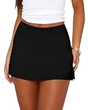 GVAOO Black Mini Skorts Women's Skirt with Shorts Side Slit Stretchy Bodycon Y2k 2025 Sports Daily Going Out
