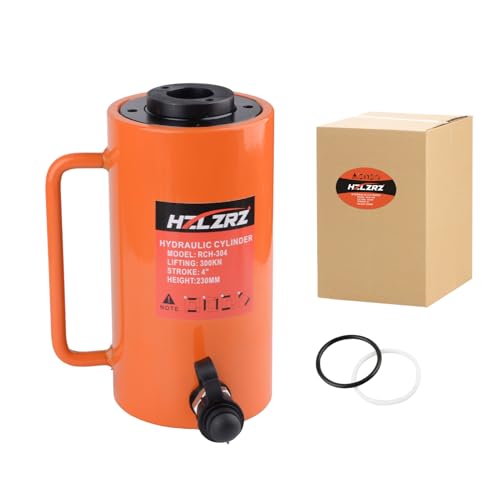 Image of HZLZRZ 30T Hydraulic Cylinder Jack Hollow Single Acting Hydraulic Ram Cylinder, Hydraulic Lifting Cylinders 4 inch(101mm) and Porta Power Kit (RCH-304)